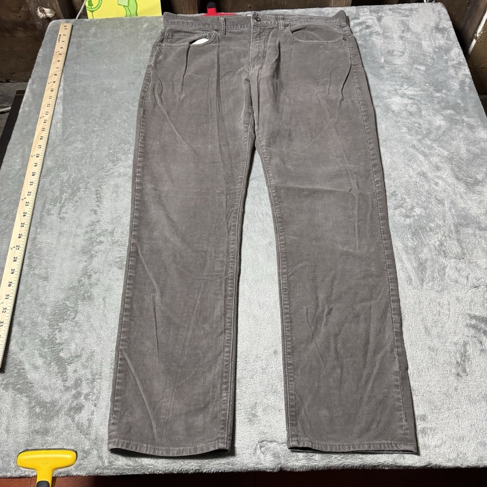 J Crew 770 Corduroy Pants Mens 36x32 (36x30) Gray Stretch Straight Fit 5 Pocket